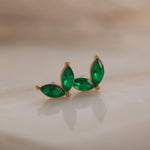 gold may birthstone emerald stud earrings