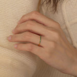 Dainty Gold Eternity Ring with Emerald Green Stones for Everyday. Waterproof and Tarnish Free Jewelry