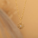 Gold evil eye paperclip chain necklace