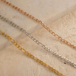 Gold, Silver, Rose Gold Figaro Chain Necklace for Layering