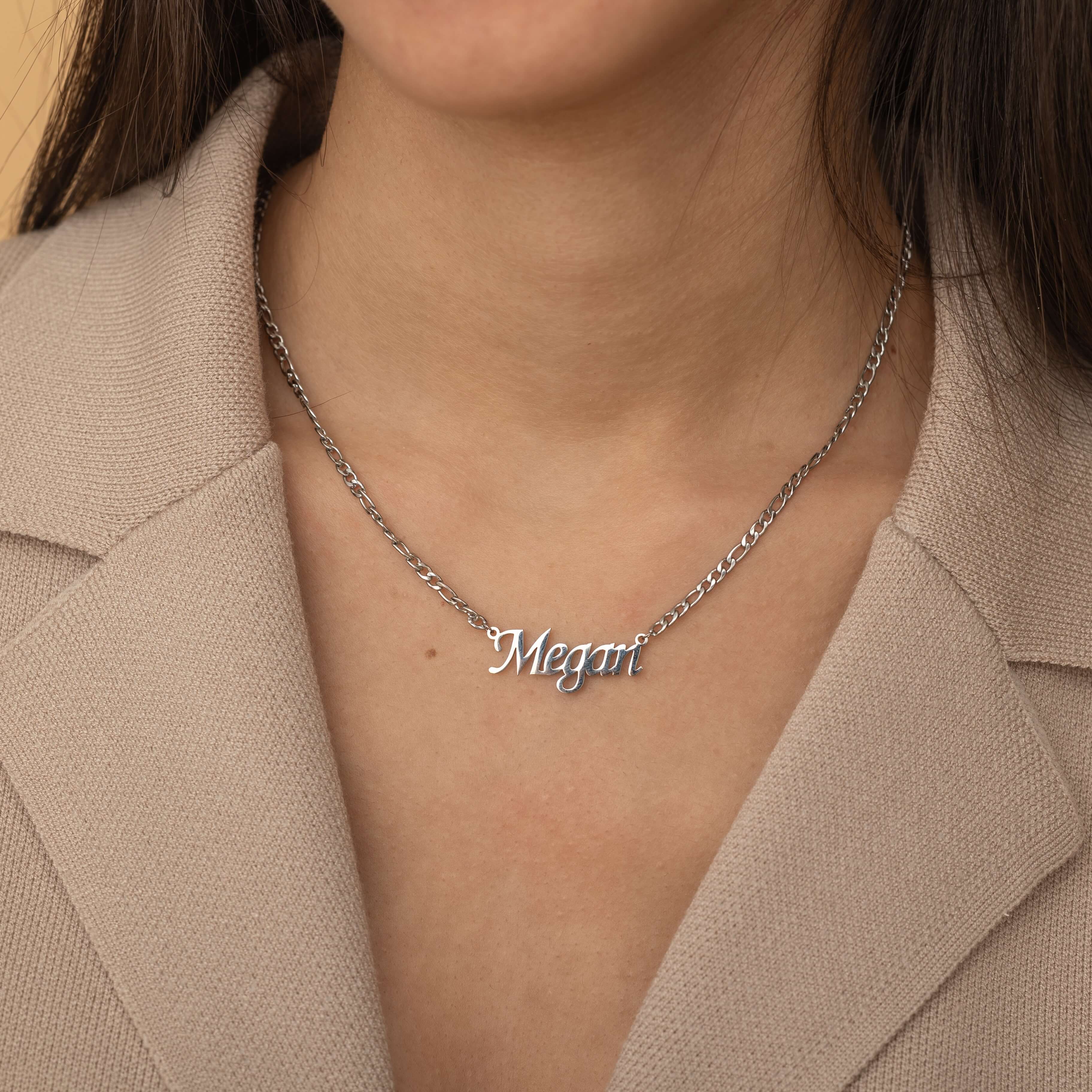 silver stainless steel Custom Name Necklace. 