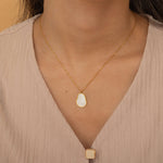 Dainty Chain with Mother of Pearl Irregular Pendant Necklace in Gold