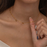 Gold Custom side initial necklace with custom chain styles. It is waterproof and tarnish free. 