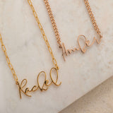 Rose Gold and Gold Filled Personalized Name Necklace with Custom Chain style