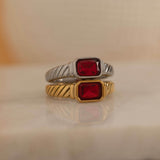 Red Birthstone Signet Ring