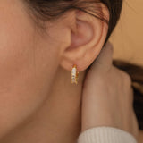 waterproof gold diamond baguette hoop earrings