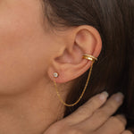 pave gold cuff chain earrings 