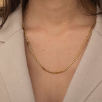 3mm Gold Curb Chain Necklace for Women and Men. Waterproof and Tarnish Free Jewelry