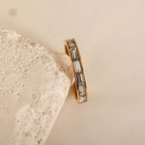 gold baguette diamond band ring for everyday wear