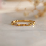 minimalist dainty gold diamond crystal ring for women. it is tarnish free and hypoallergenic 