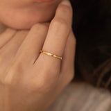 minimalist dainty gold diamond crystal ring for women. it is tarnish free and hypoallergenic 