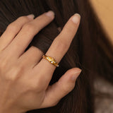 tarnish free gold bold dome ring with diamond stones perfect for layering making it a statement