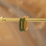 gold emerald hoop earrings