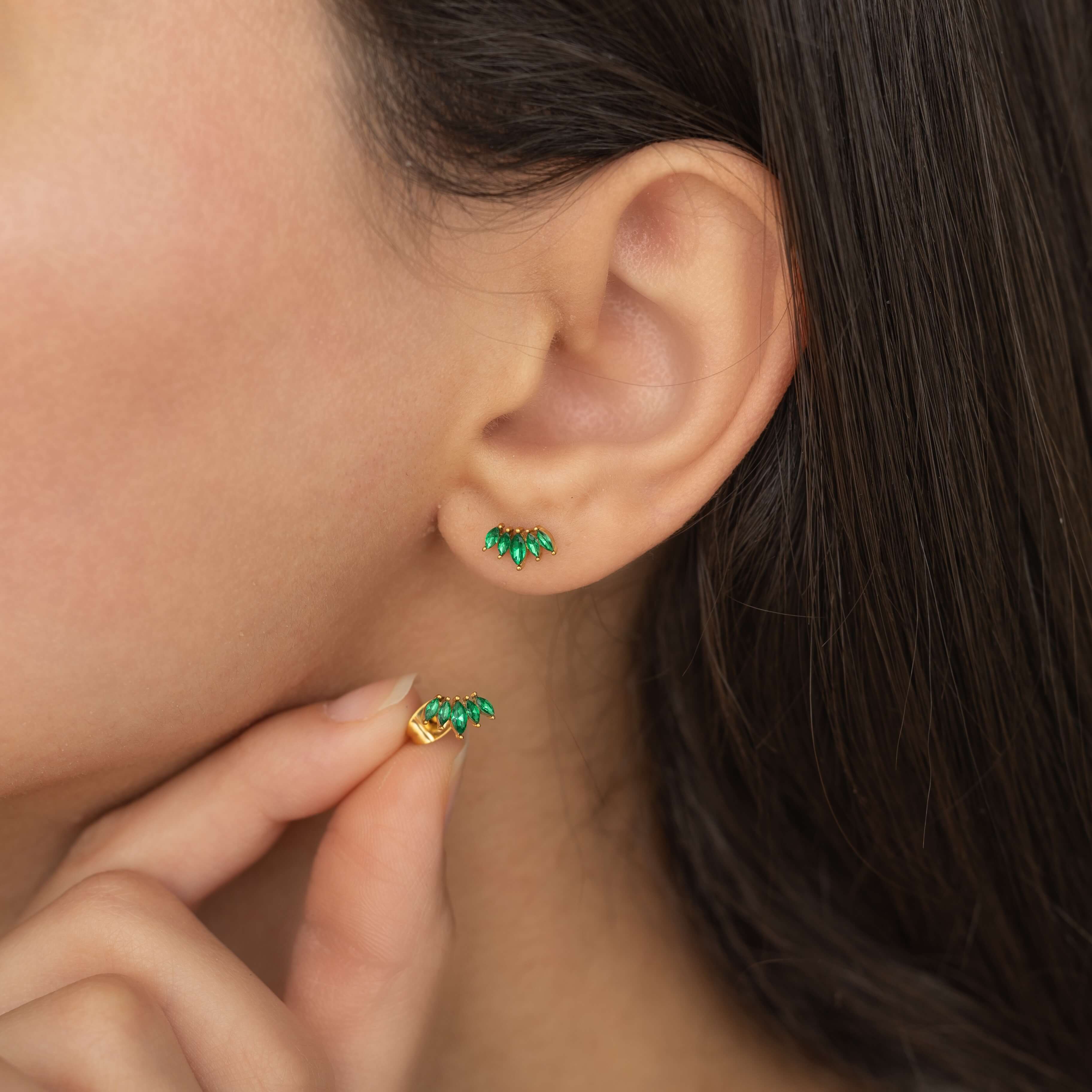 may birthstone emerald marquise earrings