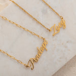 Gold Filled Personalized Name Script Necklace. Waterproof and Tarnish Free Jewelry