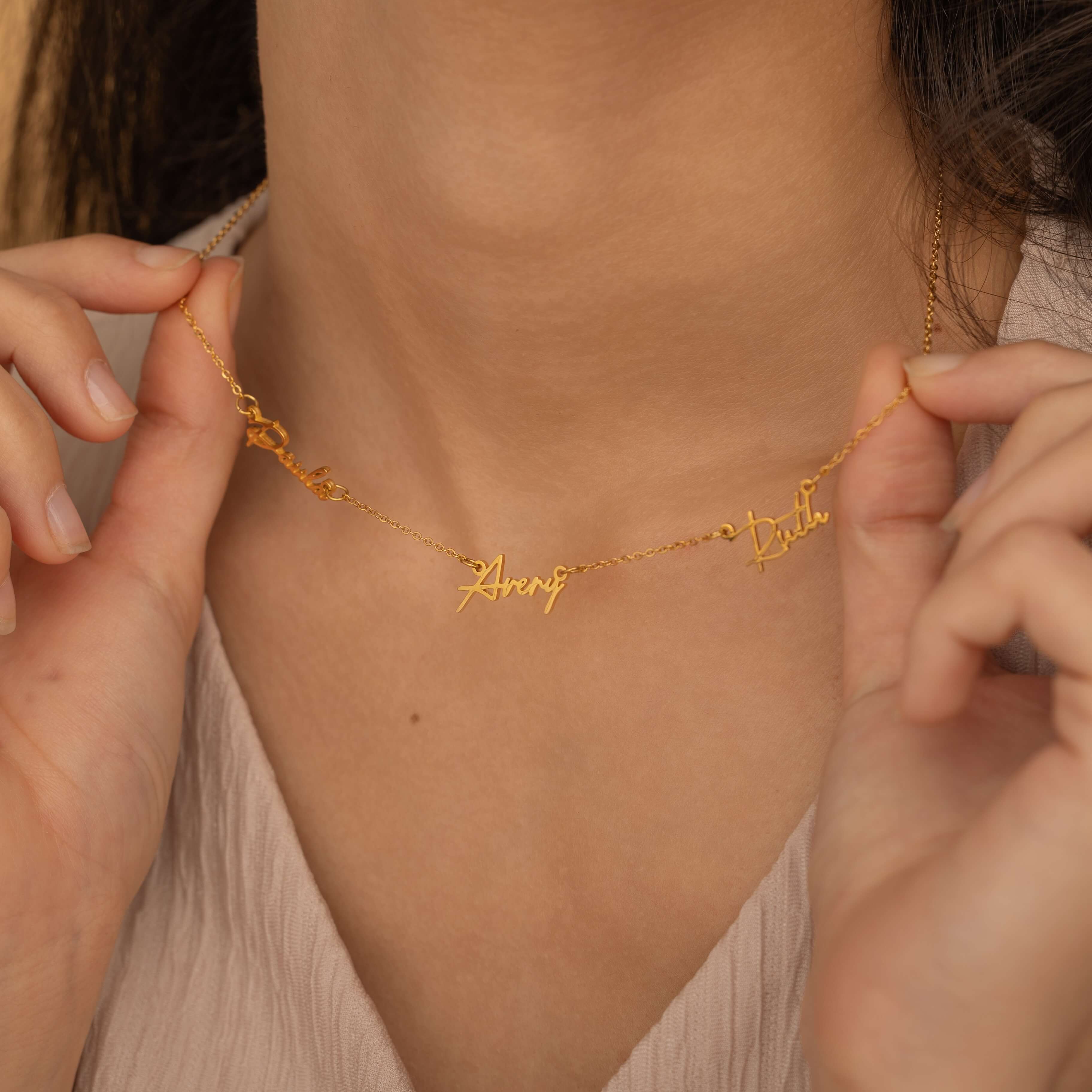 Several Names Multiple Family Name Necklace - Multiple Pendant Name Necklace for ...