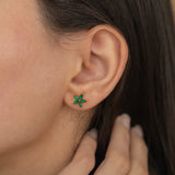 Blossom Emerald Flower Stud Earrings