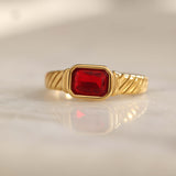 Red Birthstone Signet Ring