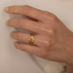 gold heart interlocking love ring for women