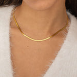 Gold 3mm Herringbone Chain Necklace Waterproof and Tarnish Free