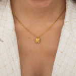 Gold Engraved Initial Necklace for Women and Layering