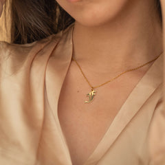 Gold Filled old English initial charm necklace. Waterproof and tarnish free jewelry