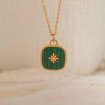 Gold Malachite North Star Necklace for Everyday 