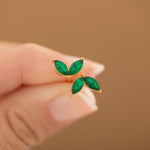 emerald marquise gold stud earrings 