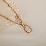 Mother of Pearl rectangular necklace waterproof and tarnish free