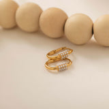 gold pearl huggie hoop earrings