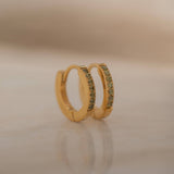 light green birthstone huggie hoop earrings