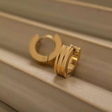 gold tarnish free ribbed huggie hoop earrings