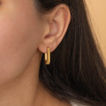 gold ribbed link earrings