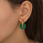 waterproof malachite double star hoop earrings