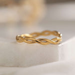 tarnish free gold stacking braided band ring