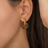 gold star earrings tiger eye gemstone hoops 