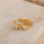 gold triangle diamond huggie hoops