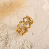 tarnish free gold heart interlocking love ring for women