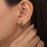 gold emerald birthstone hoop earrings