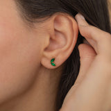 gold emerald gold stud earrings