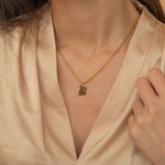 Gold Filled old English initial charm necklace. Waterproof and tarnish free jewelry