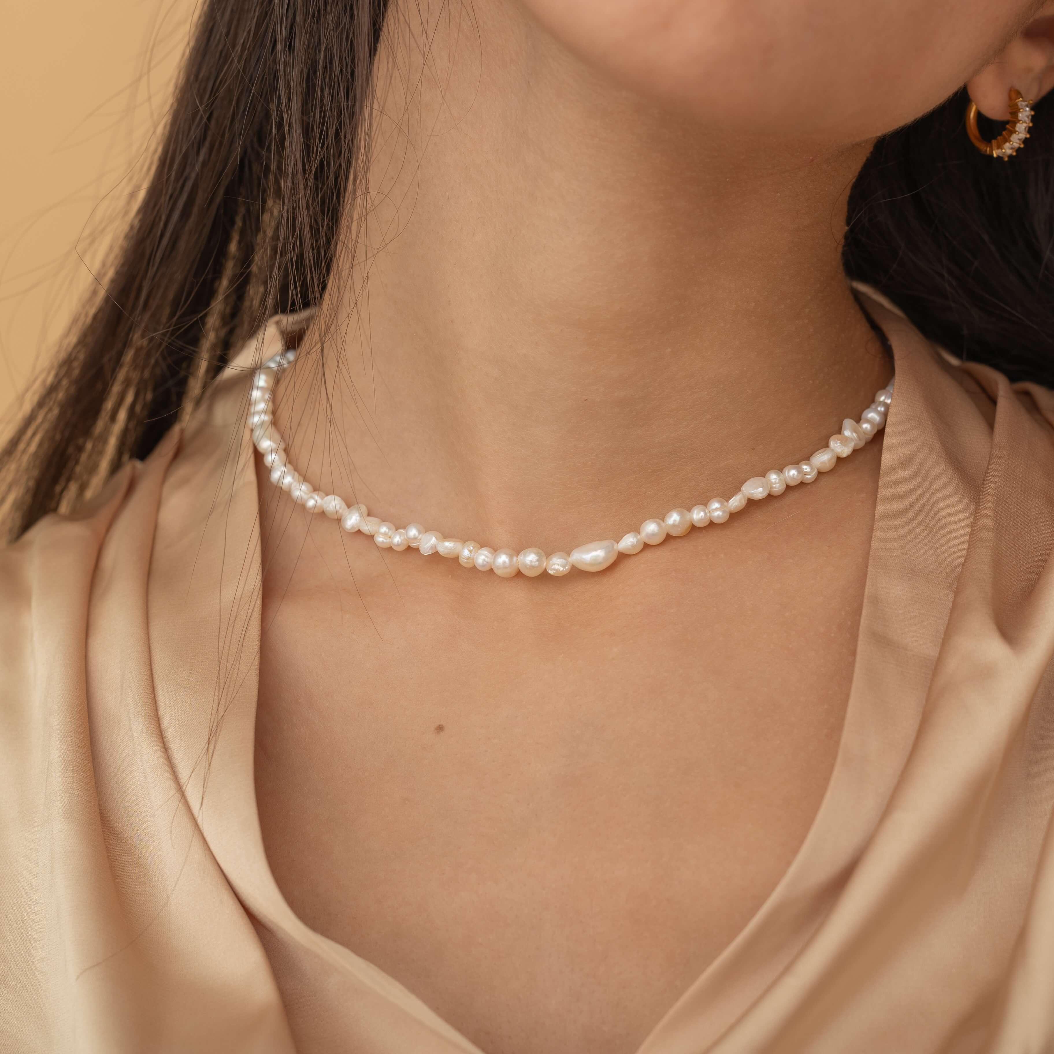 irregular pearl necklace for layering waterproof and tarnish free