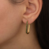 stainless steel waterproof green gemstone hoops