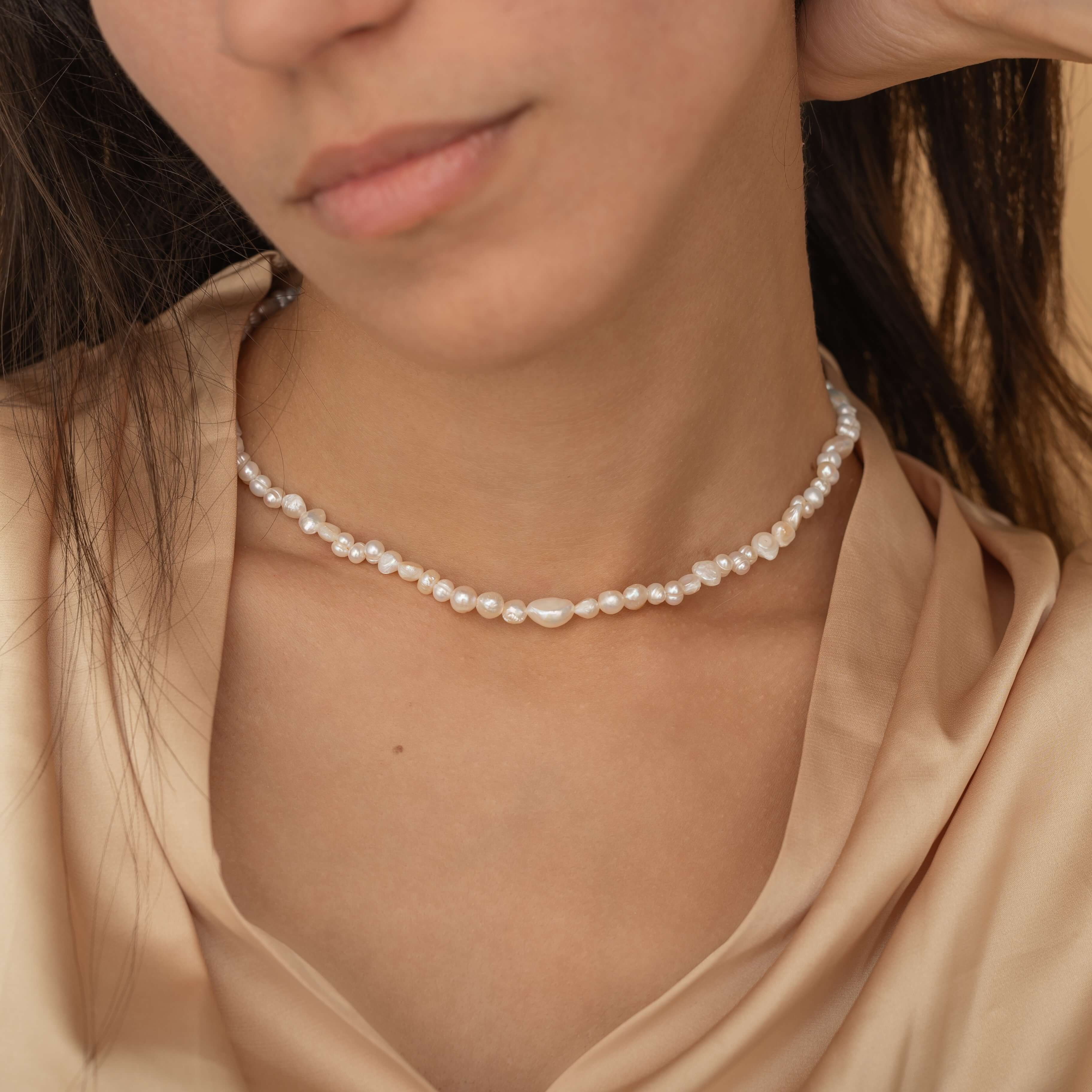 irregular pearl necklace for layering waterproof and tarnish free