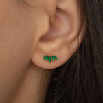 emerald birthstone gold stud earrings