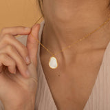 Dainty Chain with Mother of Pearl Irregular Pendant Necklace in Gold