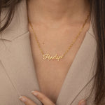 Gold Filled Personalized Name Script Necklace. Waterproof and Tarnish Free Jewelry