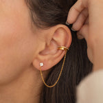 no hole piercing cuff hoop earrings with diamond stud. 