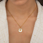 Mother of Pearl North Star Necklace for Layering in  Gold