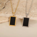 Silver and gold onyx pendant necklaces